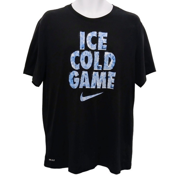 New Ice Cold Game Hockey Men's L Swoosh Logo Black T- Shirt - Picture 8 of 8